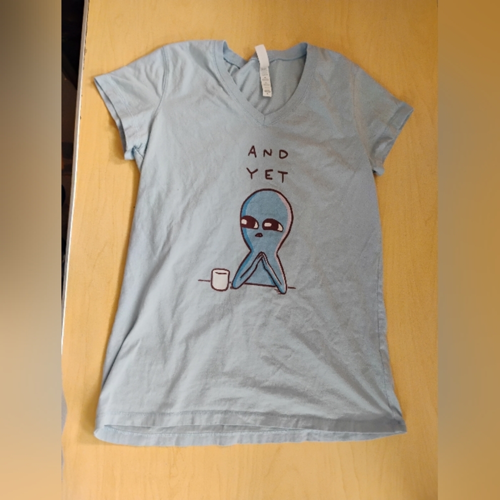 Strange Planet "And Yet" Cute Alien Junior T-shirt Size XL